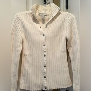 Banana Republic Ivory Ribbed Snap-Front Cardigan